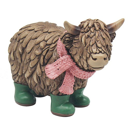 Highland Cow with Wellies and Scraf