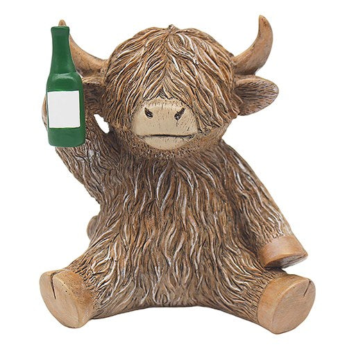 Boozy Highland Cow Figurine