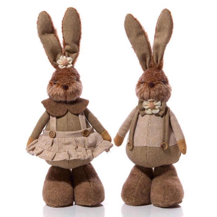 Freestanding Plush Bunny Figurine – Mr or Mrs Bunny, Rustic Easter Decor, Farmhouse Spring Ornament, Cute Plush Rabbit Decoration