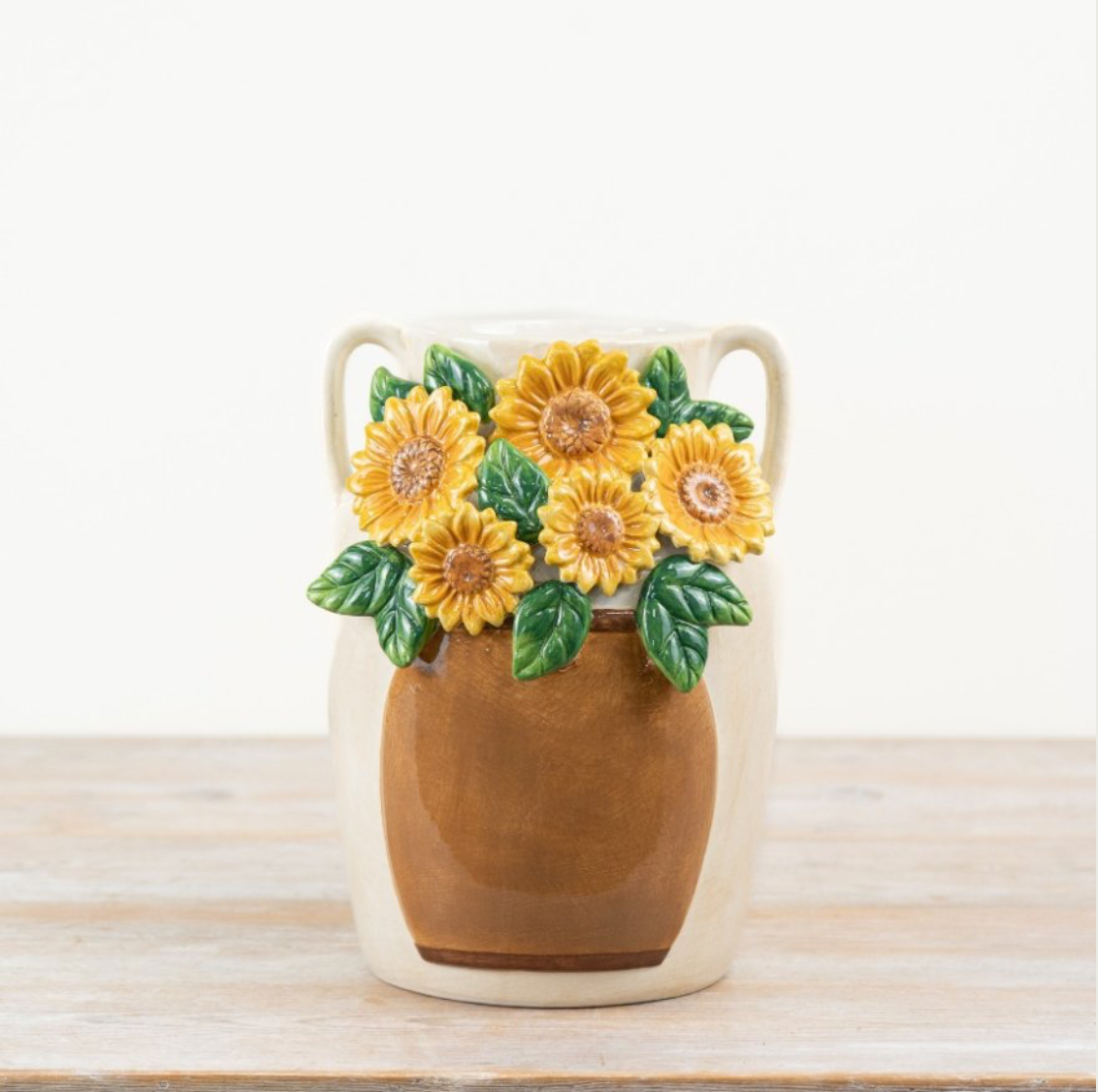 Large Double Handled 3D Sunflower Vase