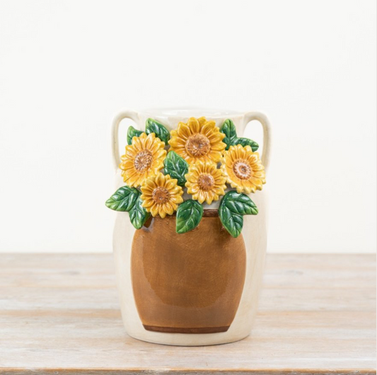 Large Double Handled 3D Sunflower Vase