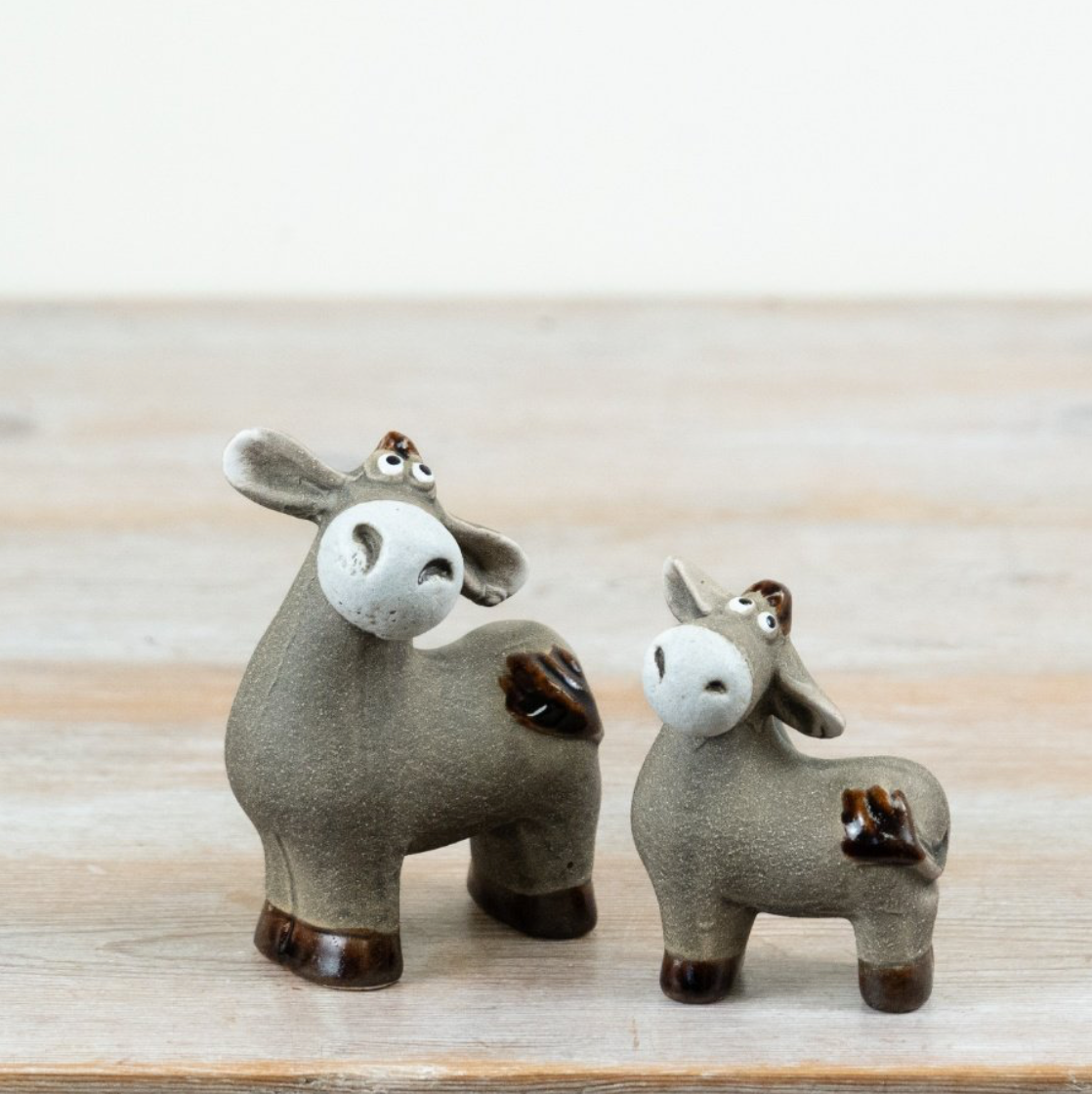 Stoneware Grey Donkey Ornament