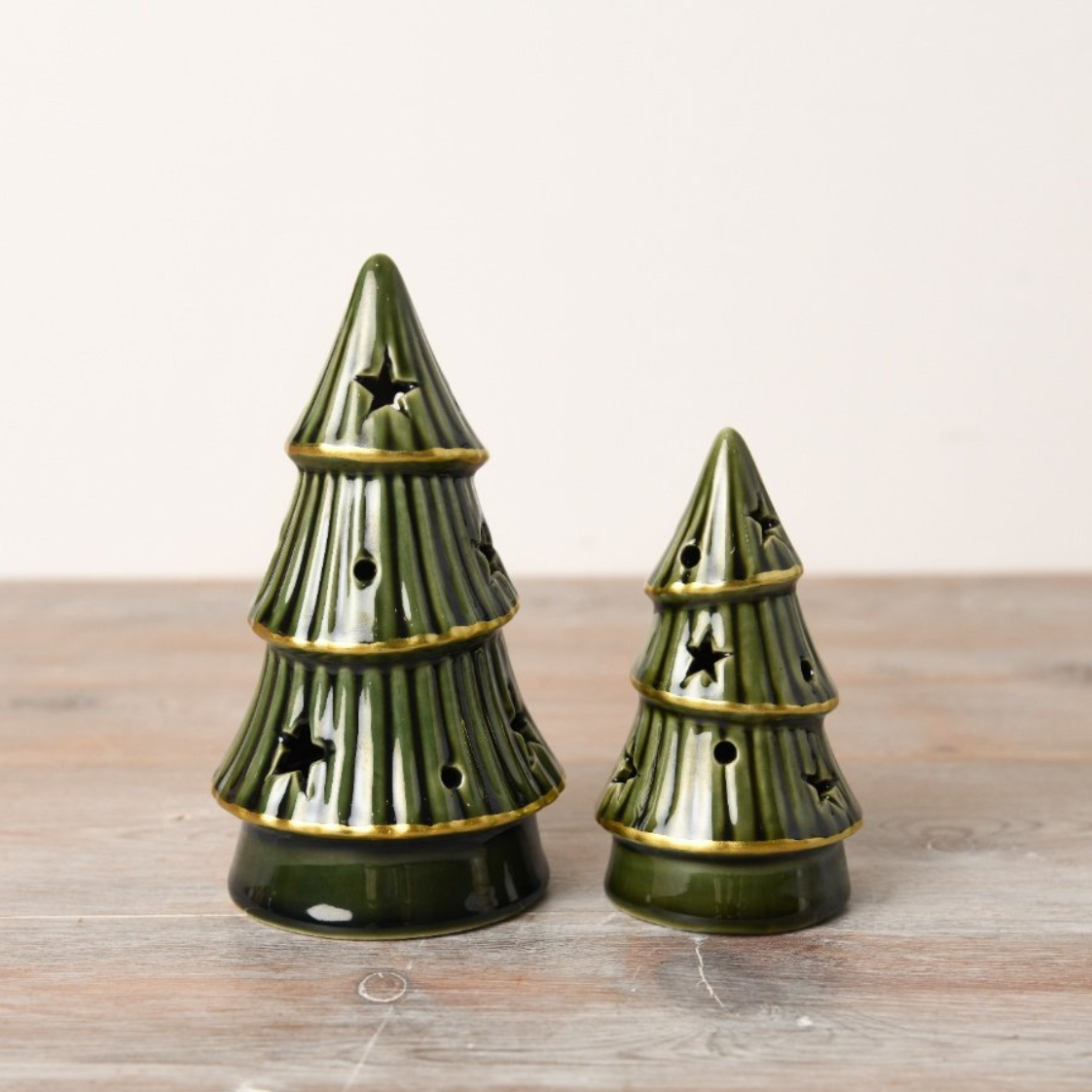 Green & Gold Trim L.E.D Christmas Tree