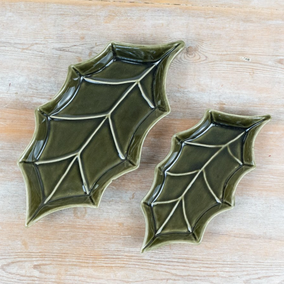 Ceramic Holly Leaf Plate