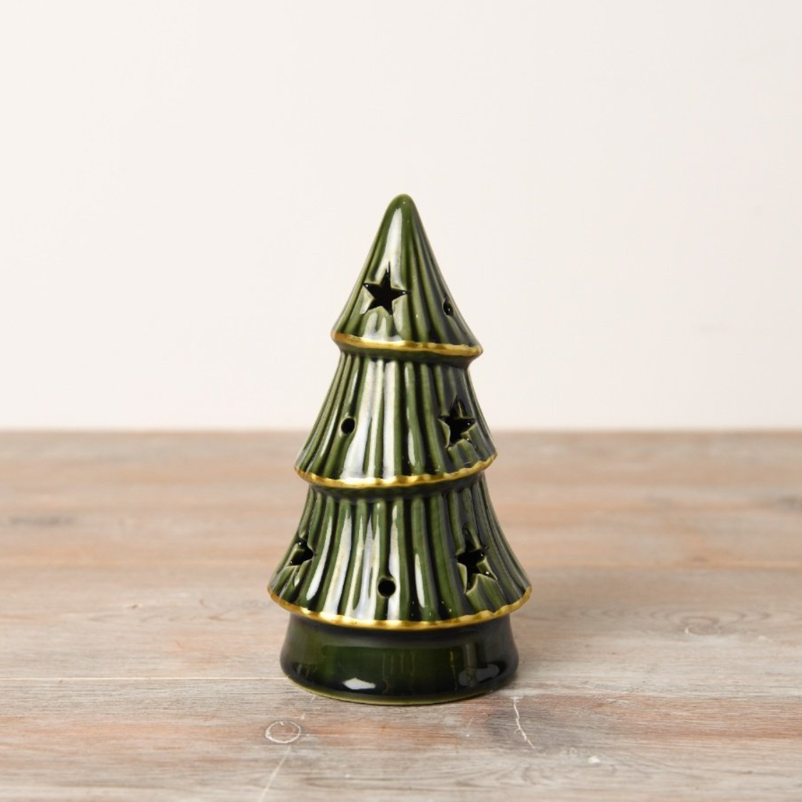 Green & Gold Trim L.E.D Christmas Tree