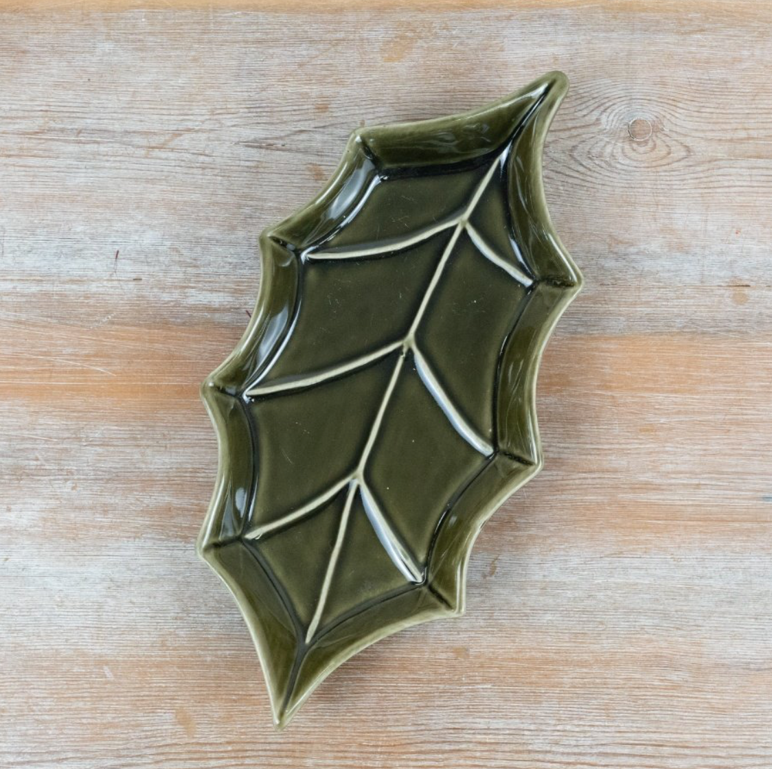 Ceramic Holly Leaf Plate