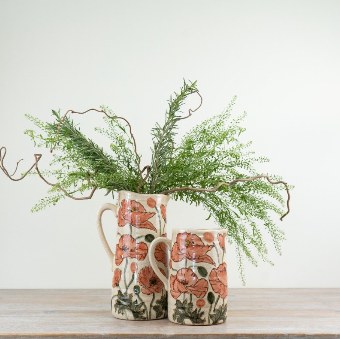 Ceramic Wavy Poppy Jug
