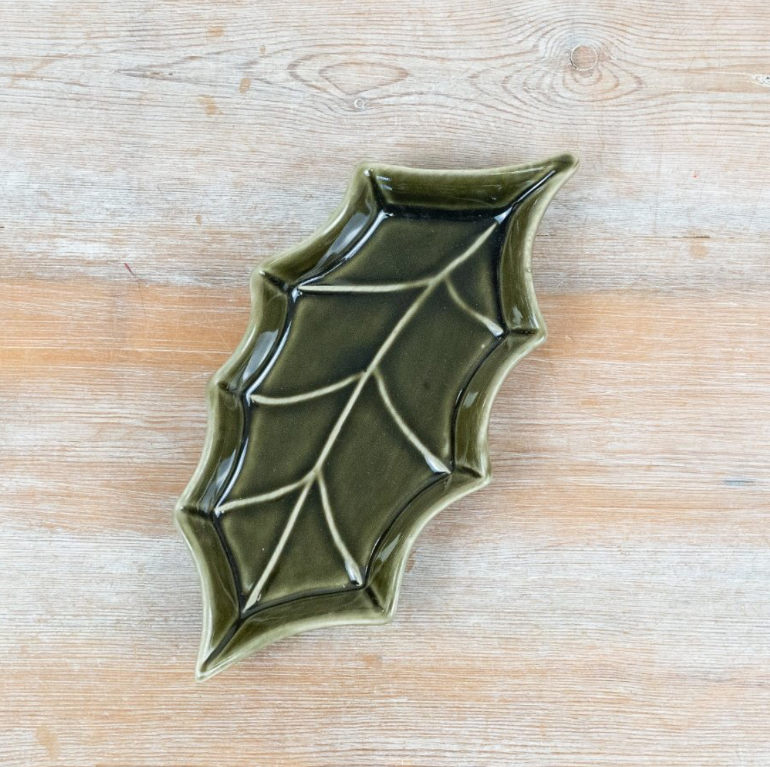 Ceramic Holly Leaf Plate