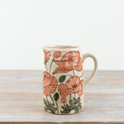 Ceramic Wavy Poppy Jug