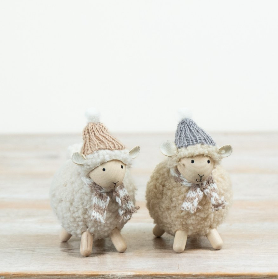 Standing Wooden Winter Sheep