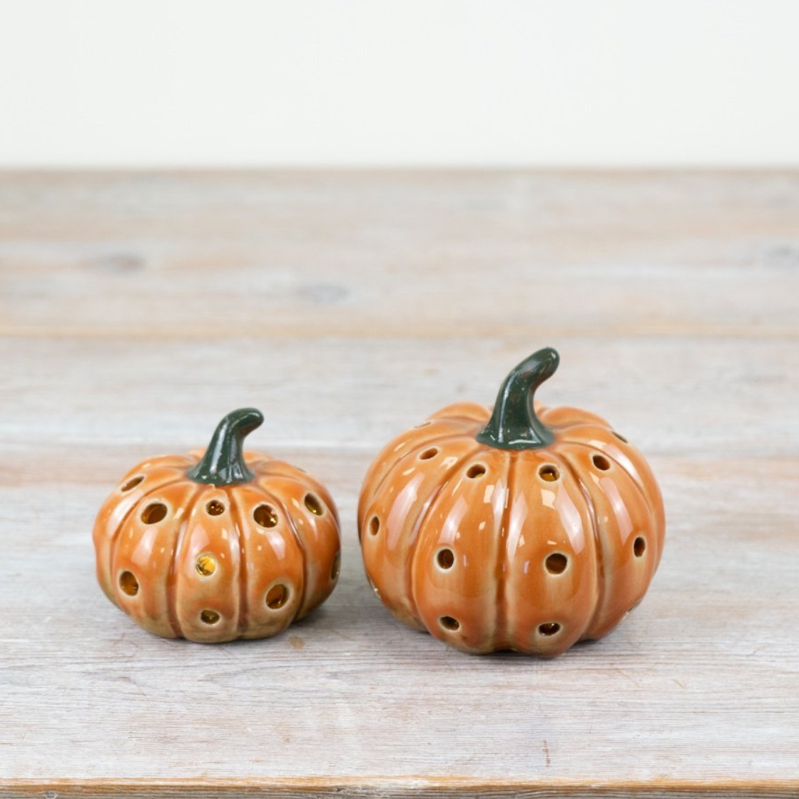 Ceramic L.E.D Pumpkin Ornament