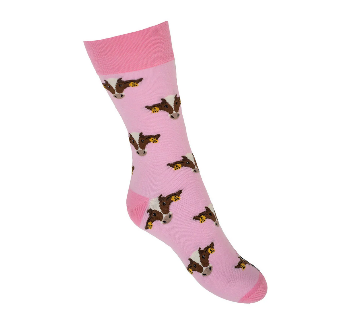 Pink Friesian Cow Face Crew Socks