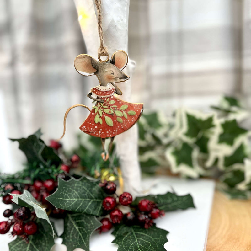 Festive Metal Mice Hangers