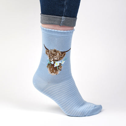 Highland Cow Daisy Socks