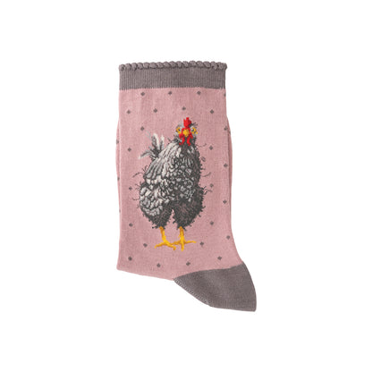 Pink Chicken Wrendale Designs Socks