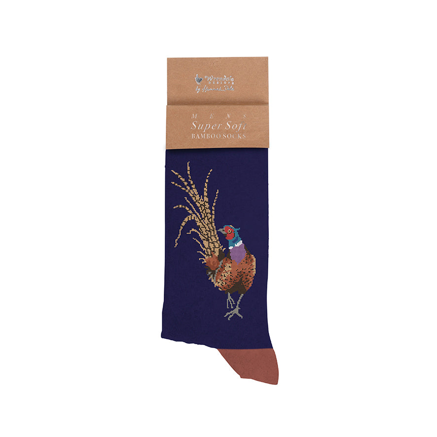 Navy Pheasant Bamboo Socks