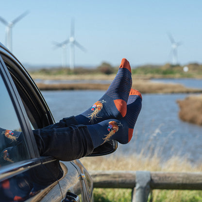 Navy Pheasant Bamboo Socks