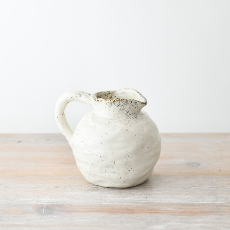 Round Rustic White Speckle Jug
