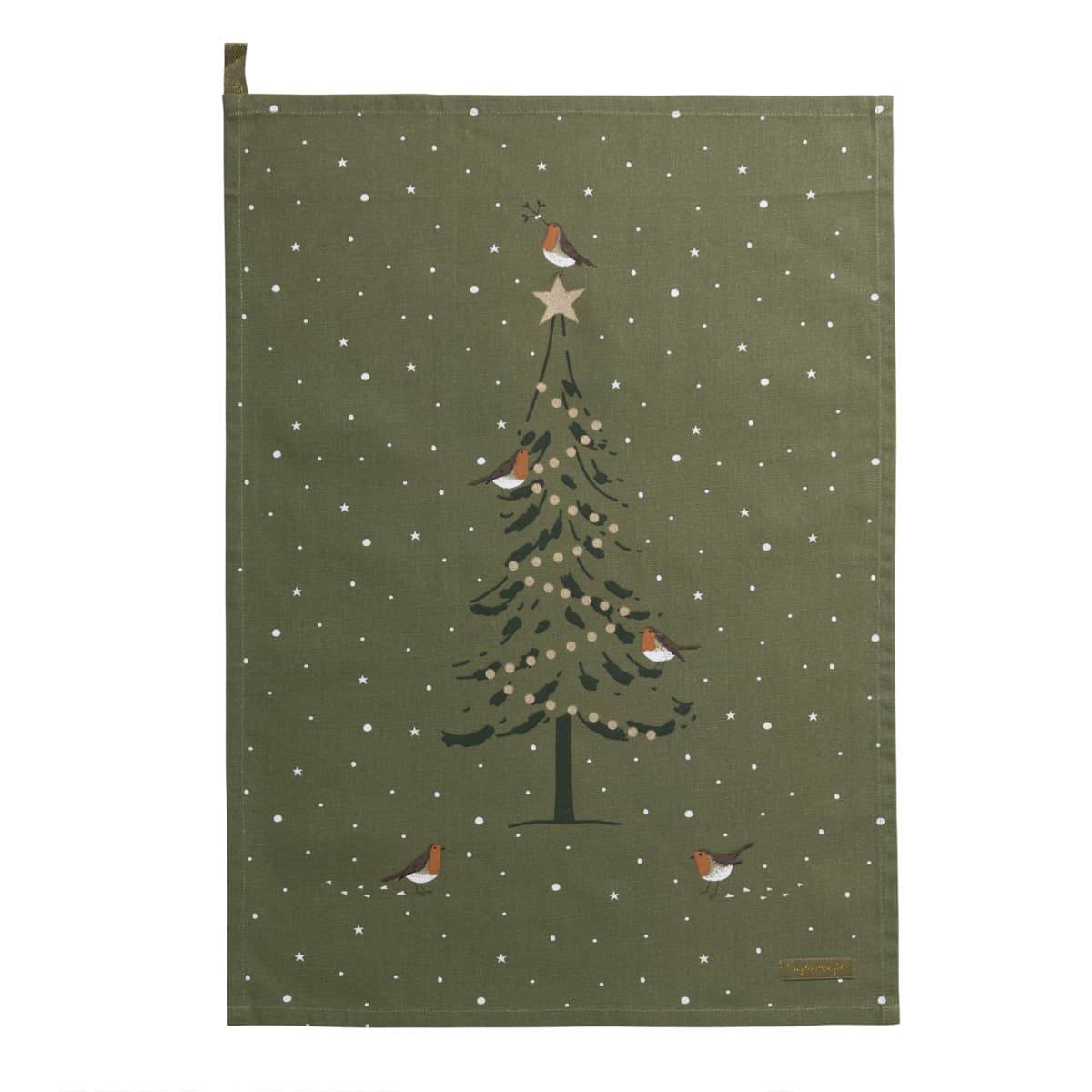 Festive Robin Scene Tea Towel