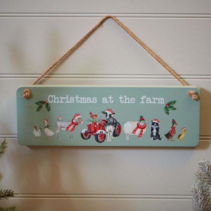 Christmas At The Farm Hanging Plaque