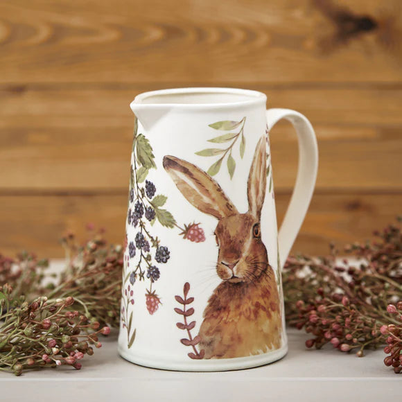 Hare & Berries Ceramic Jug Vase