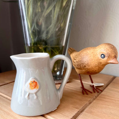 Ceramic Robin Milk Jug Close Up On Shelf
