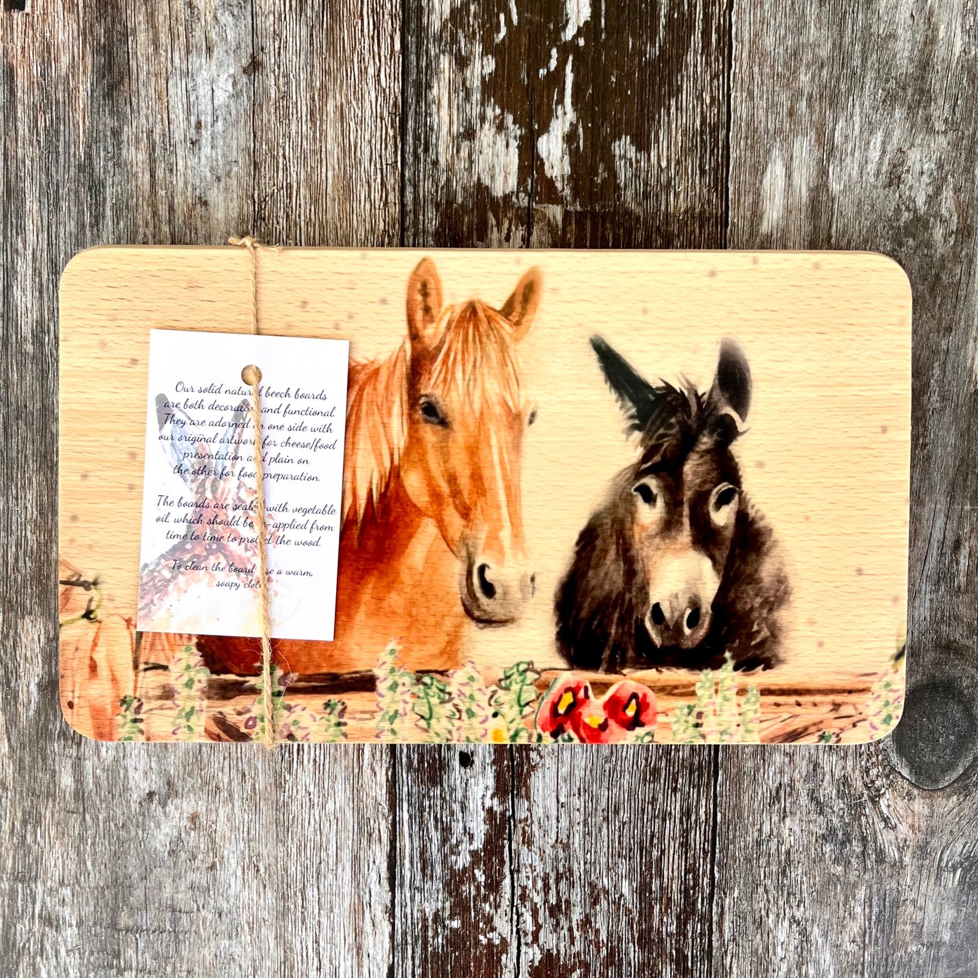 Horse & Donkey Wooden Board