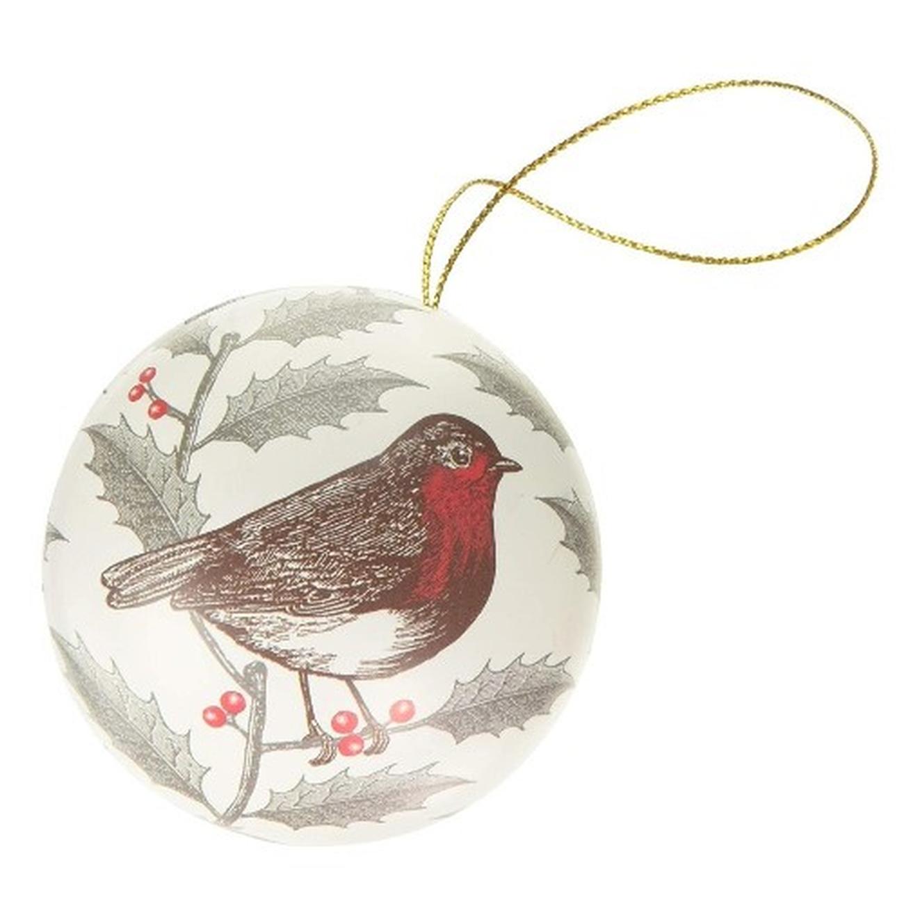 Robin Tin Bauble With Blank Background