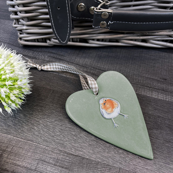 Robin Heart Ceramic Plaque Flatlay