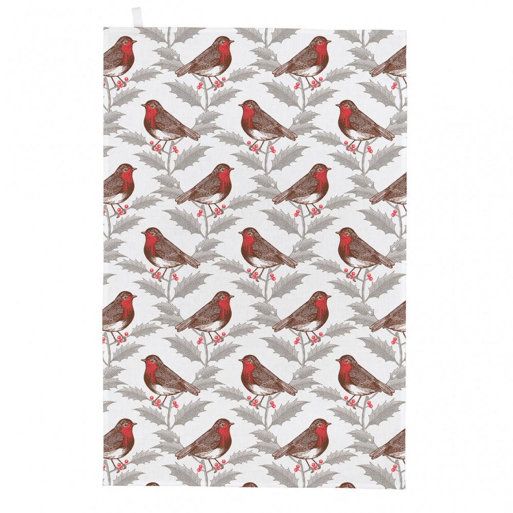 Robin Cotton Tea Towel - Christmas Kitchen Decor