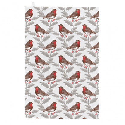 Robin Cotton Tea Towel - Christmas Kitchen Decor