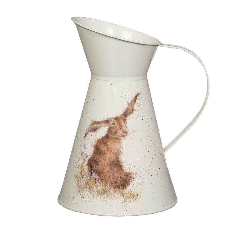 Large Hare & Bluebells Metal Flower Jug