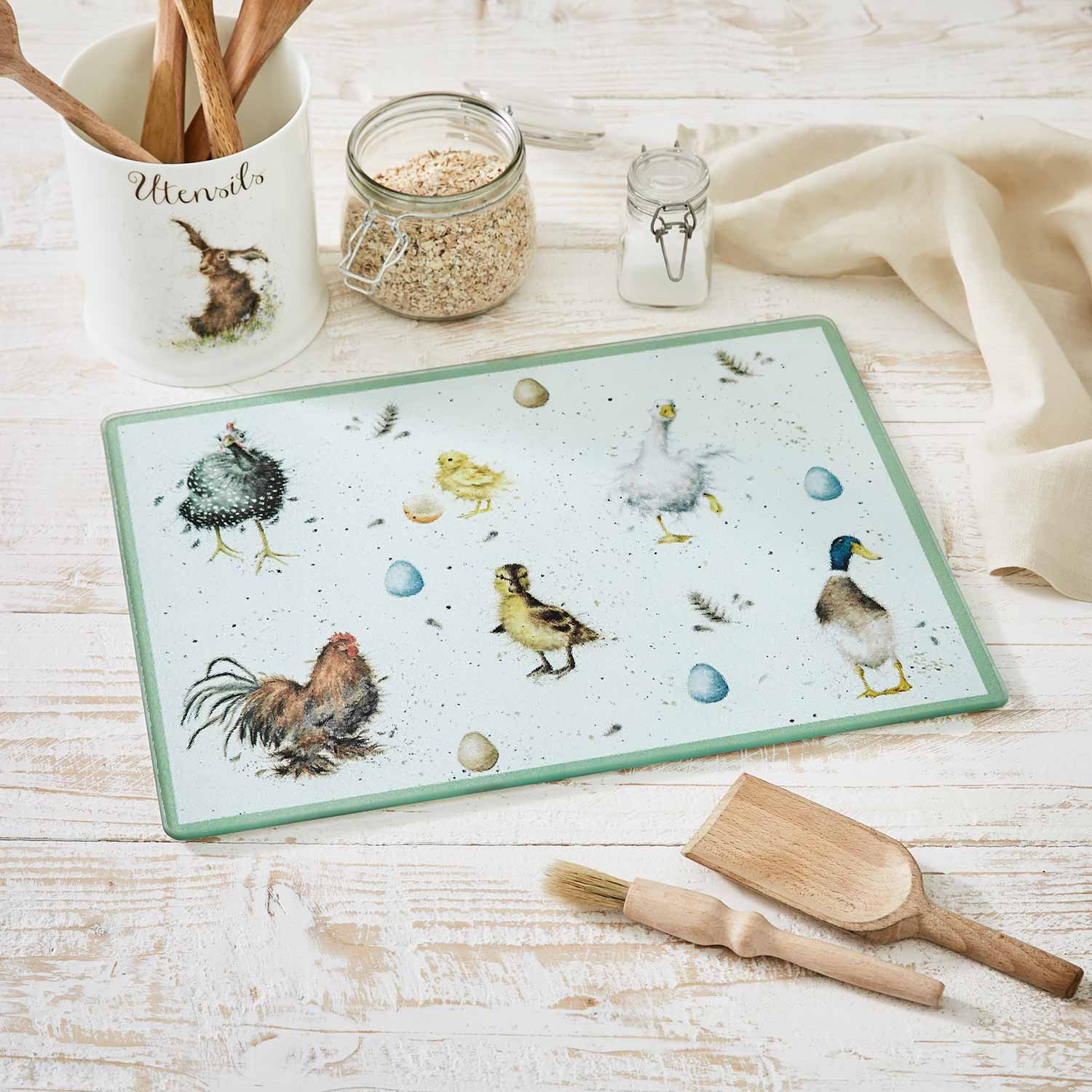 Farm Birds Glass Worktop Saver